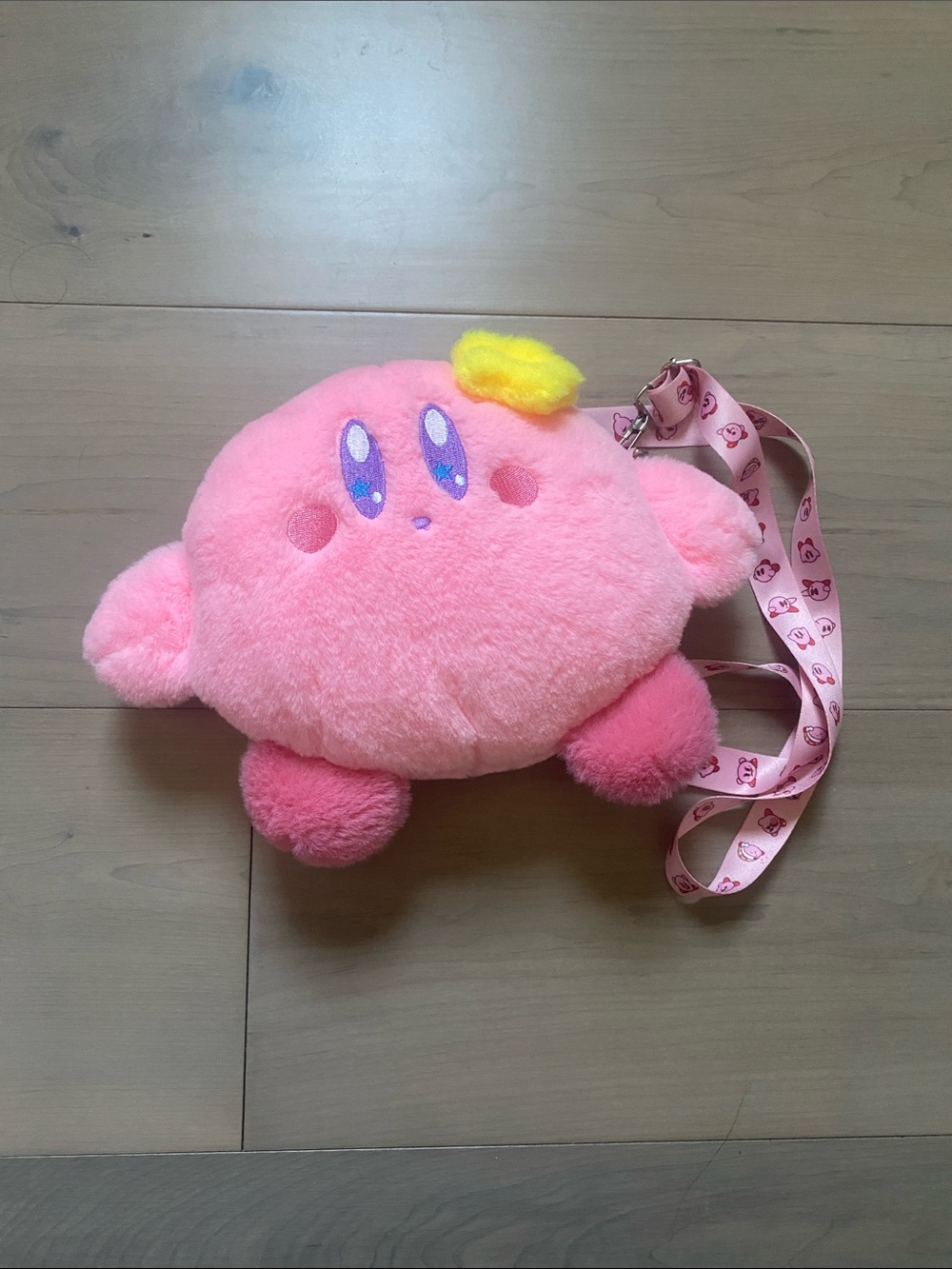 Pink Plush Character Crossbody Baby Bag with Yellow Accent